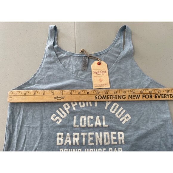 Good Land Supply Co Support Your Local Bartender Tank Top Women Medium Blue NEW - Picture 6 of 7
